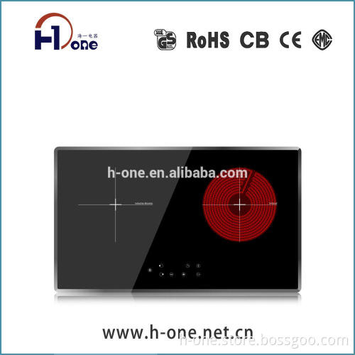 Build-in induction hob and radiant hob combination